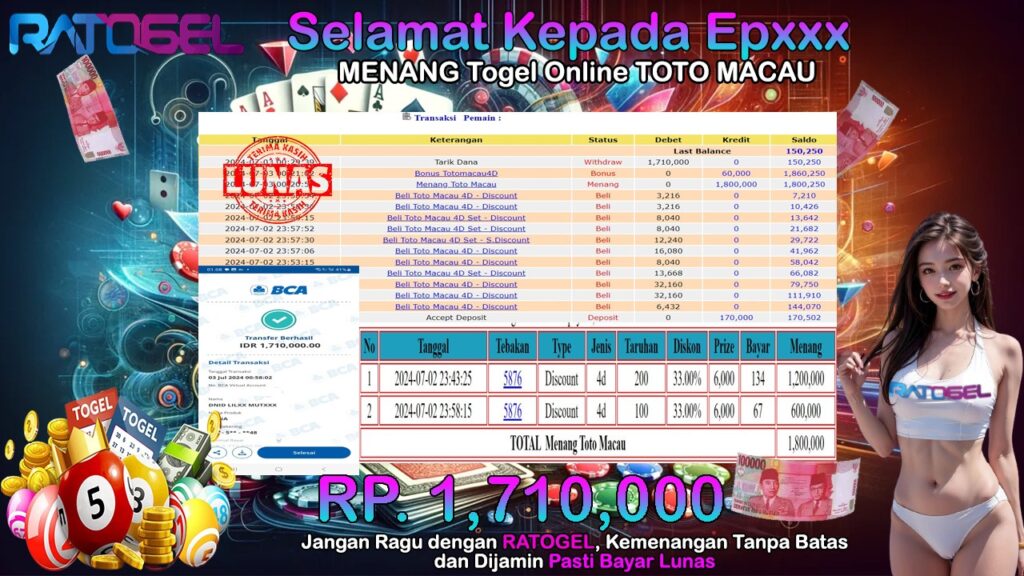 BUKTI JACKPOT TOGEL TOTO MACAU TERPERCAYA DI INDONESIA TGL 03-07-2024