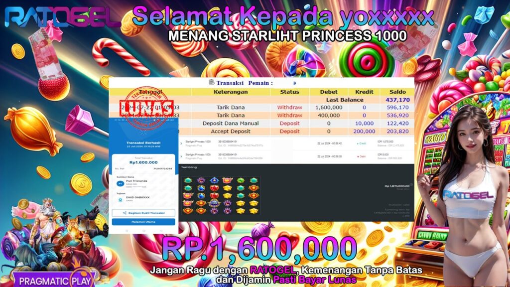 BUKTI JACKPOT SLOT PRINCES 1000 TERPERCAYA DI INDONESIA TGL 22-07-2024