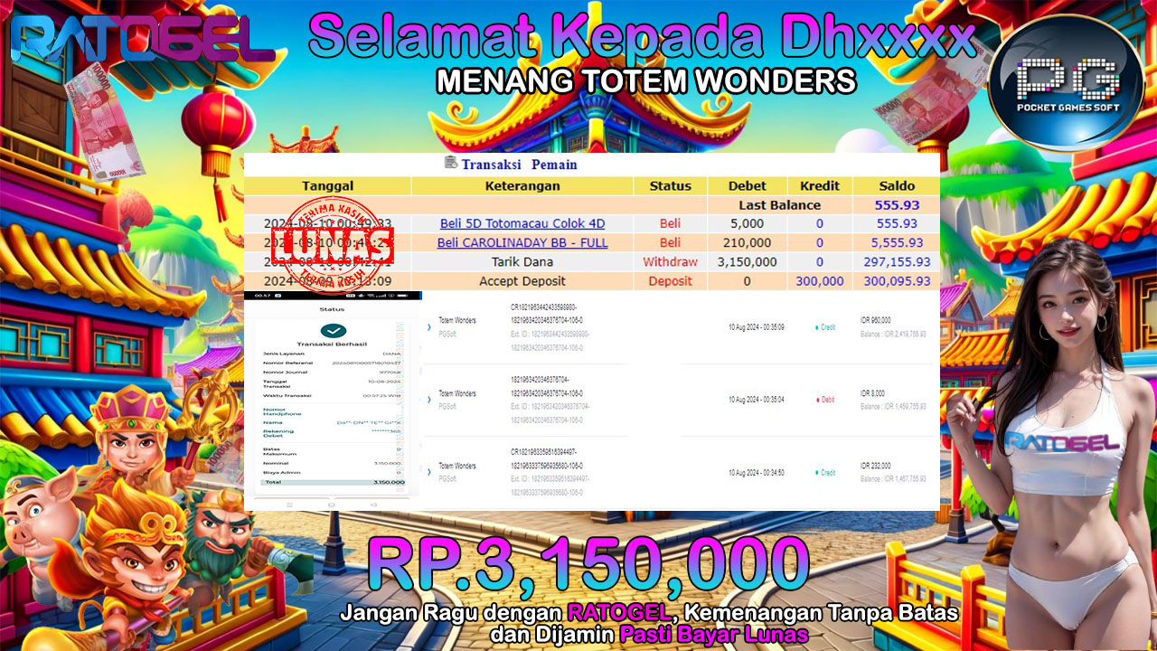 BUKTI JACKPOT SLOT TOTEM WONDERS TERPERCAYA DI INDONESIA TGL 10-08-2024