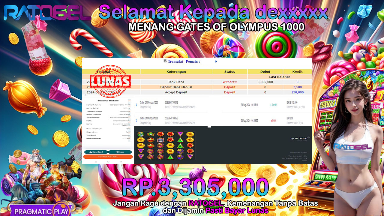 BUKTI JACKPOT SLOT GATES OF OLYMPUS 1000  TERPERCAYA DI INDONESIA TGL 28-08-2024