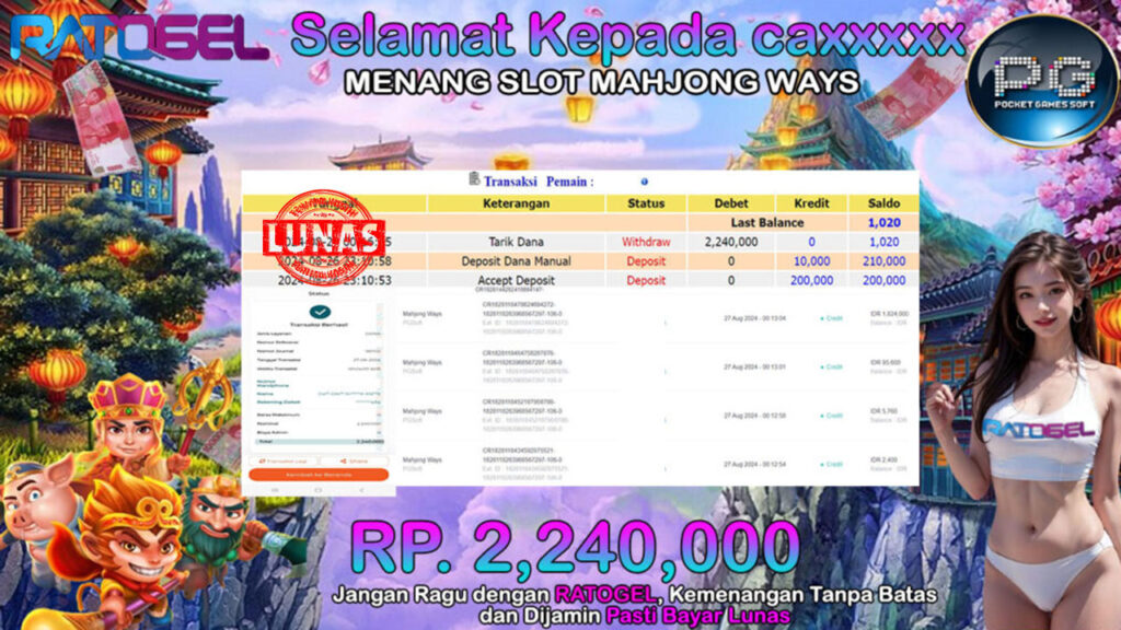 BUKTI JACKPOT SLOT MAHJONG WAYS  TERPERCAYA DI INDONESIA TGL 27-08-2024