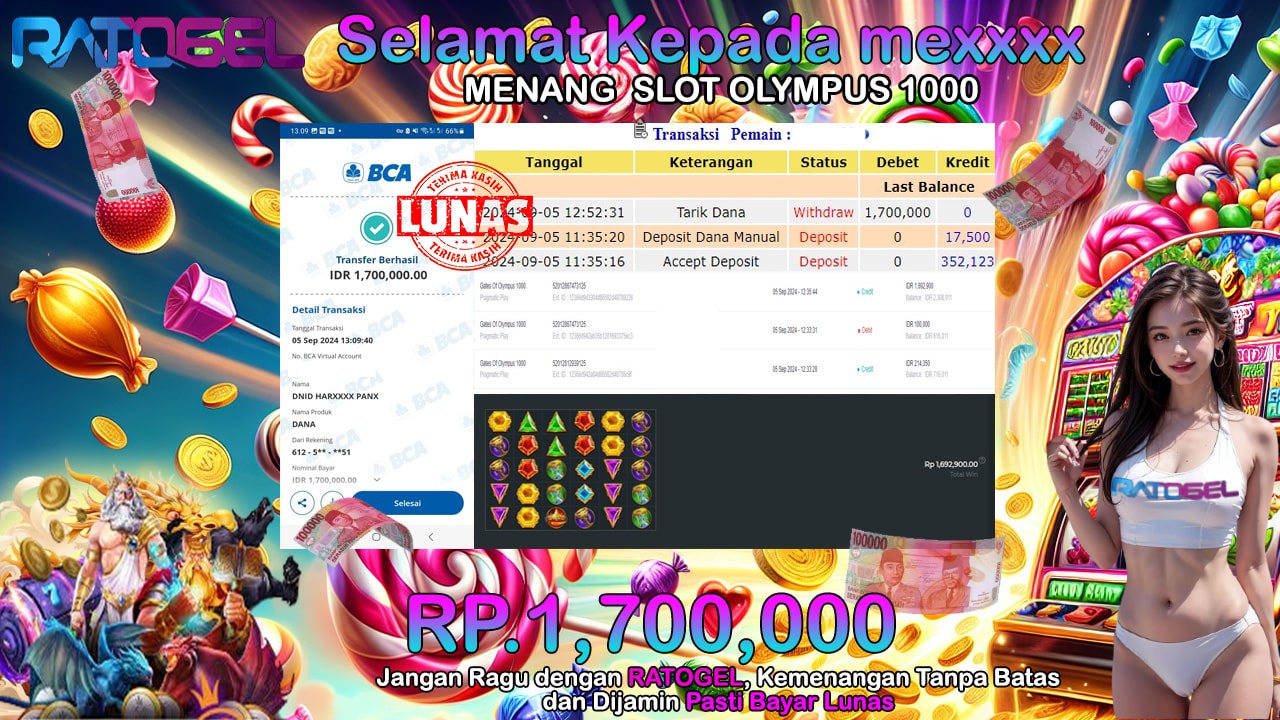 BUKTI JACKPOT SLOT GATES OF OLYMPUS 1000 TERPERCAYA DI INDONESIA TGL 05-09-2024