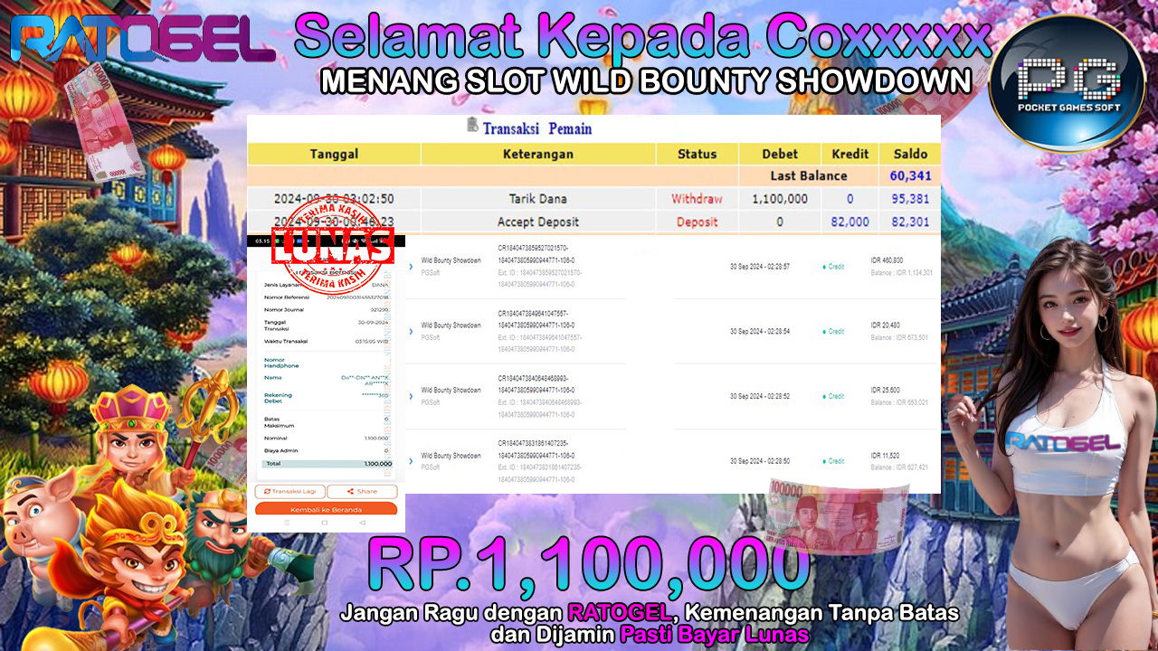 BUKTI JACKPOT SLOT WILD BOUNTY SHOWDON TERPERCAYA DI INDONESIA TGL 30-09-2024