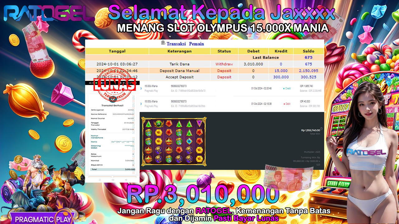 BUKTI JACKPOT SLOT OLYMPUS 15.000X MANIA TERPERCAYA DI INDONESIA TGL 01-10-202