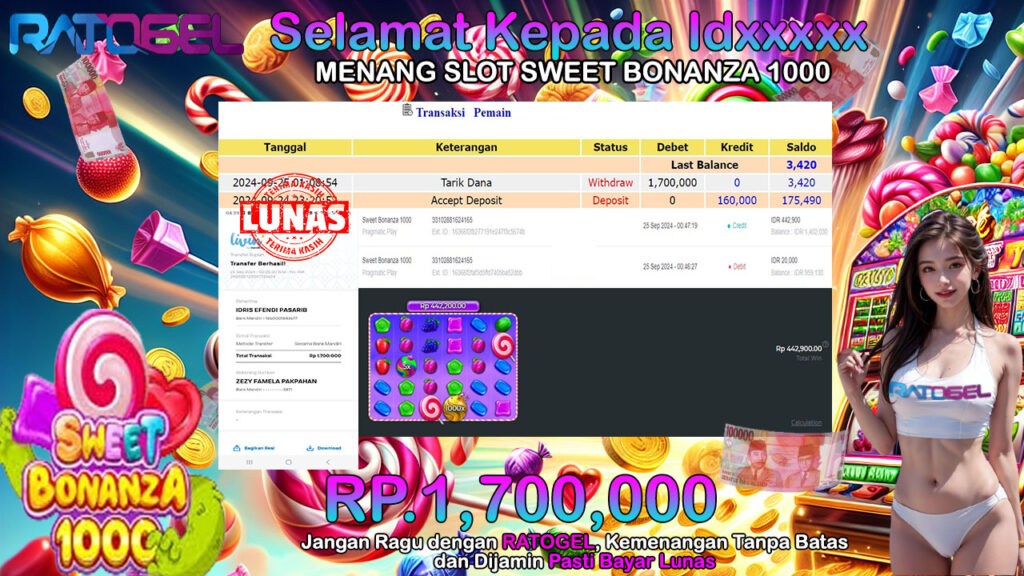 BUKTI JACKPOT SLOT SWEET BONANZA 1000 TERPERCAYA DI INDONESIA TGL 25-09-2024