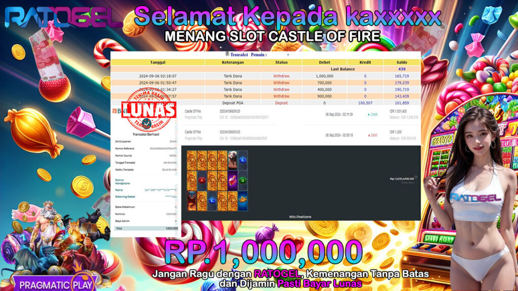 BUKTI JACKPOT SLOT CASTLE OF FIRE TERPERCAYA DI INDONESIA TGL 06-09-2024