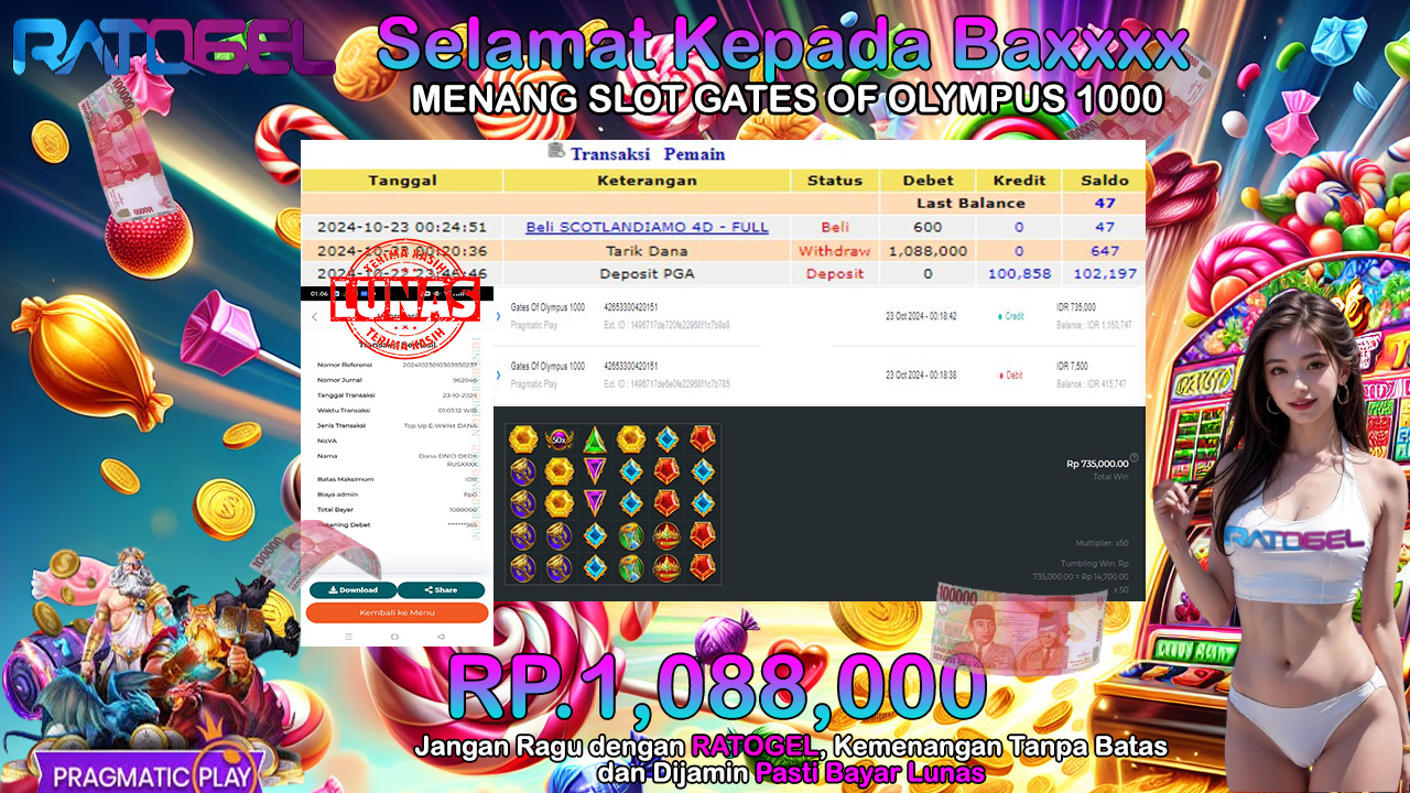 BUKTI JACKPOT SLOT GATES OF OLYMPUS  1000 TERPERCAYA DI INDONESIA TGL 23-10-2024