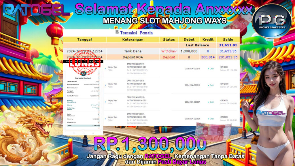 BUKTI JACKPOT SLOT MAHJONG WAYS TERPERCAYA DI INDONESIA TGL 20-10-2024