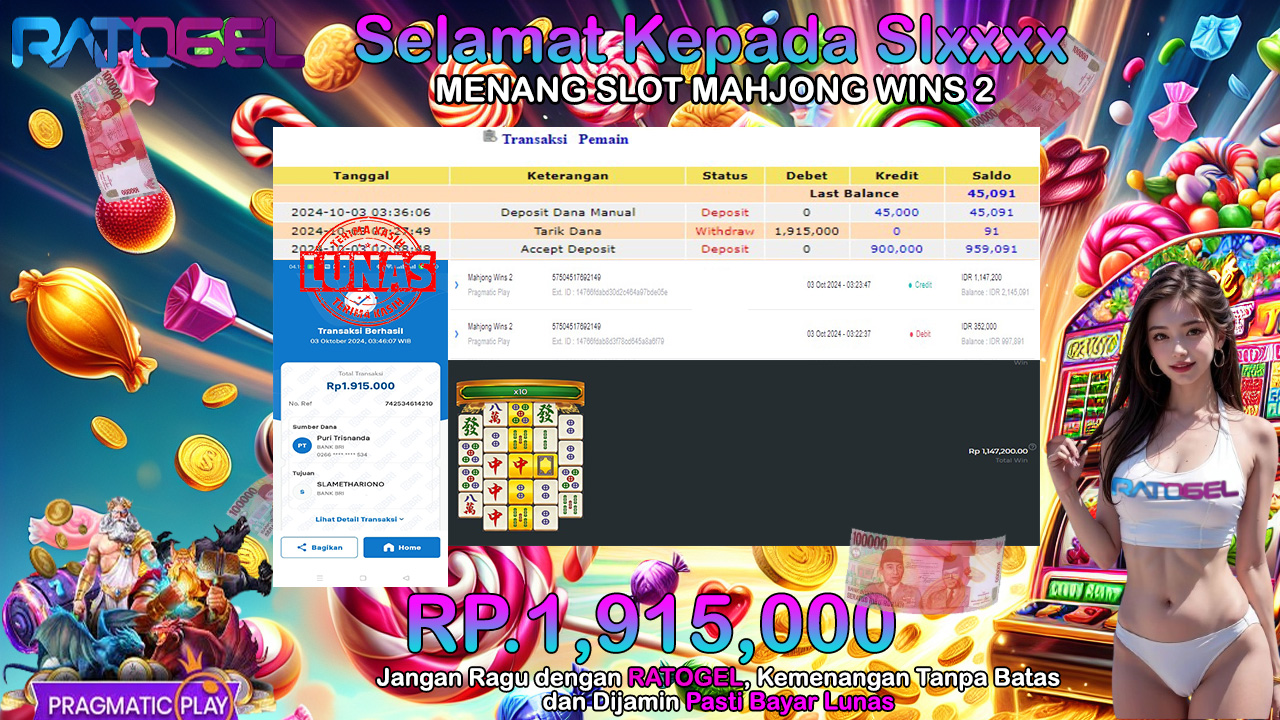 BUKTI JACKPOT SLOT MAHJONG WINS 2 TERPERCAYA DI INDONESIA TGL 03-10-2024