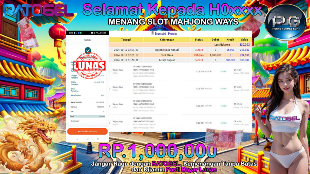 BUKTI JACKPOT SLOT MAHJONG WAYS TERPERCAYA DI INDONESIA TGL 12-10-2024