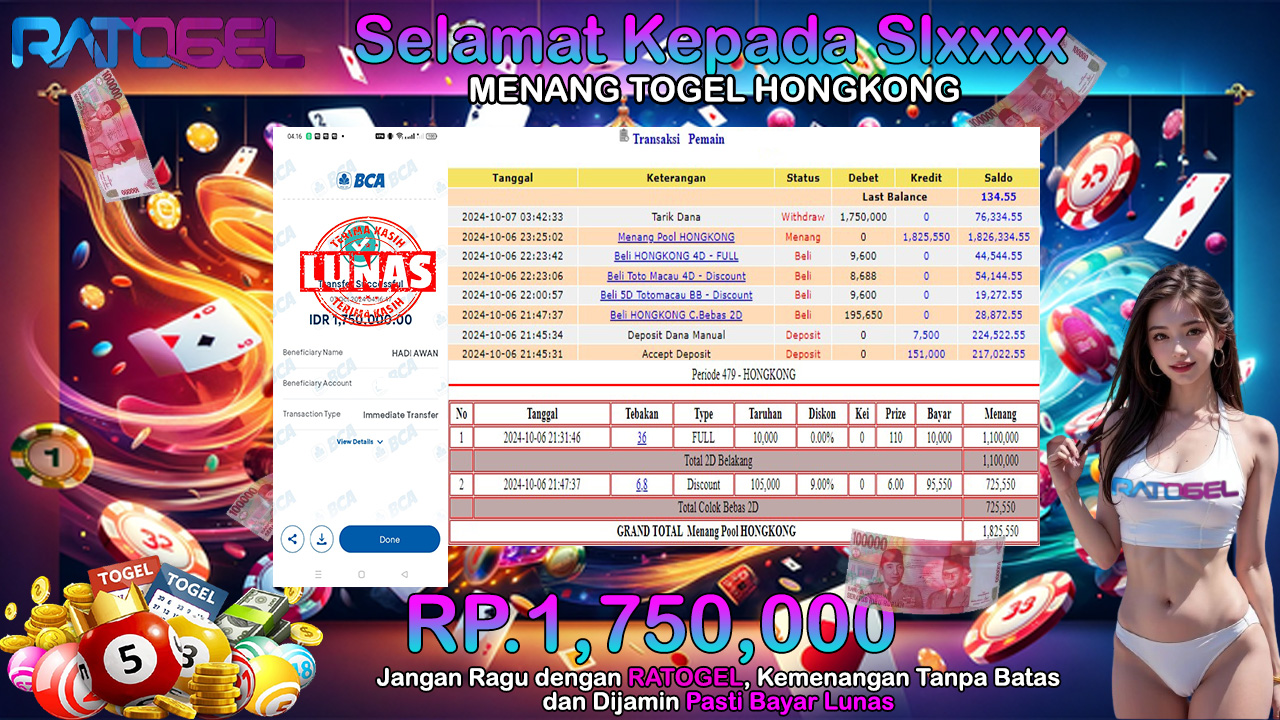 BUKTI JACKPOT TOGEL HONGKONG TERPERCAYA DI INDONESIA TGL 07-10-2024