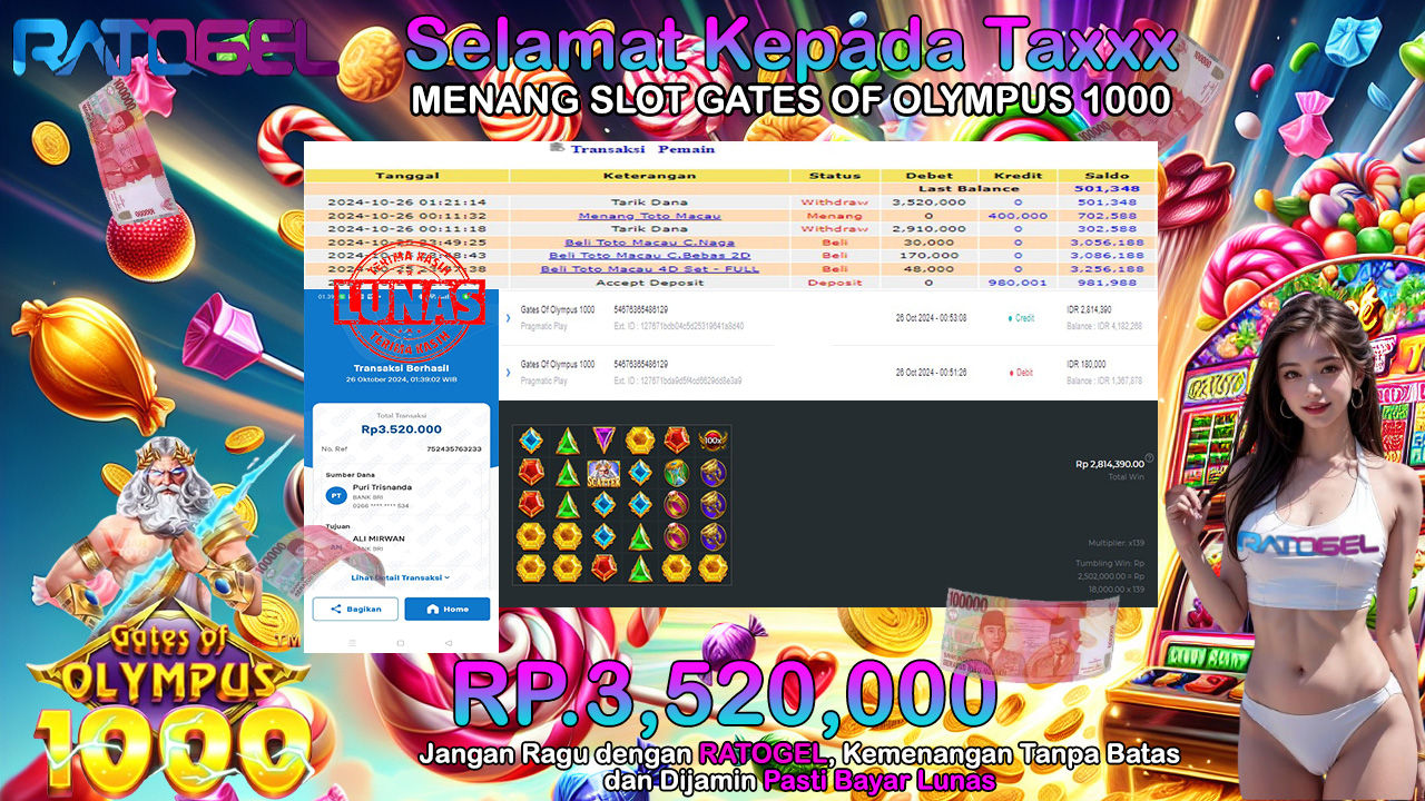 BUKTI JACKPOT SLOT GATES OF OLYMPUS 1000 TERPERCAYA DI INDONESIA TGL 26-10-2024