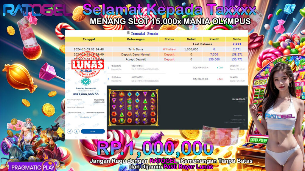 BUKTI JACKPOT SLOT 15.000X MANIA OLYMPUS TERPERCAYA DI INDONESIA TGL 09-10-2024